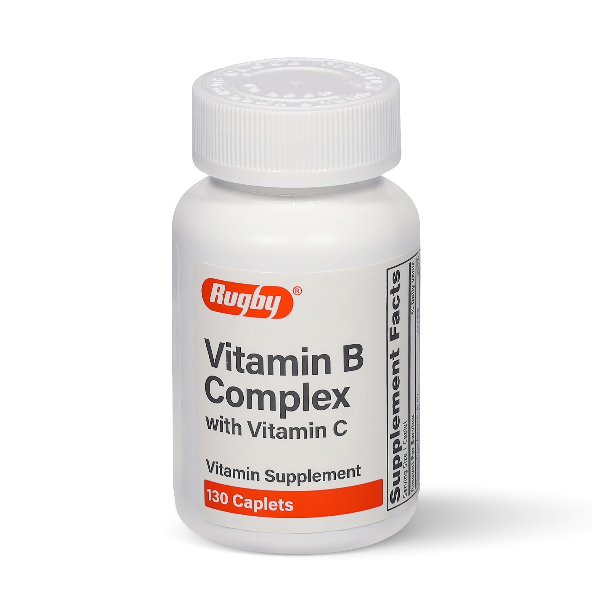 Bottle of Rugby Vitamin B Complex with Vitamin C (Gluten-Free) – 130 Caplets