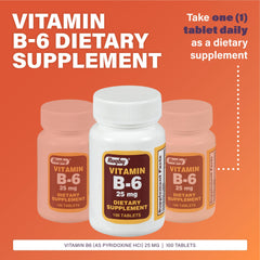 Back label of Rugby Vitamin B6 bottle showing supplement facts