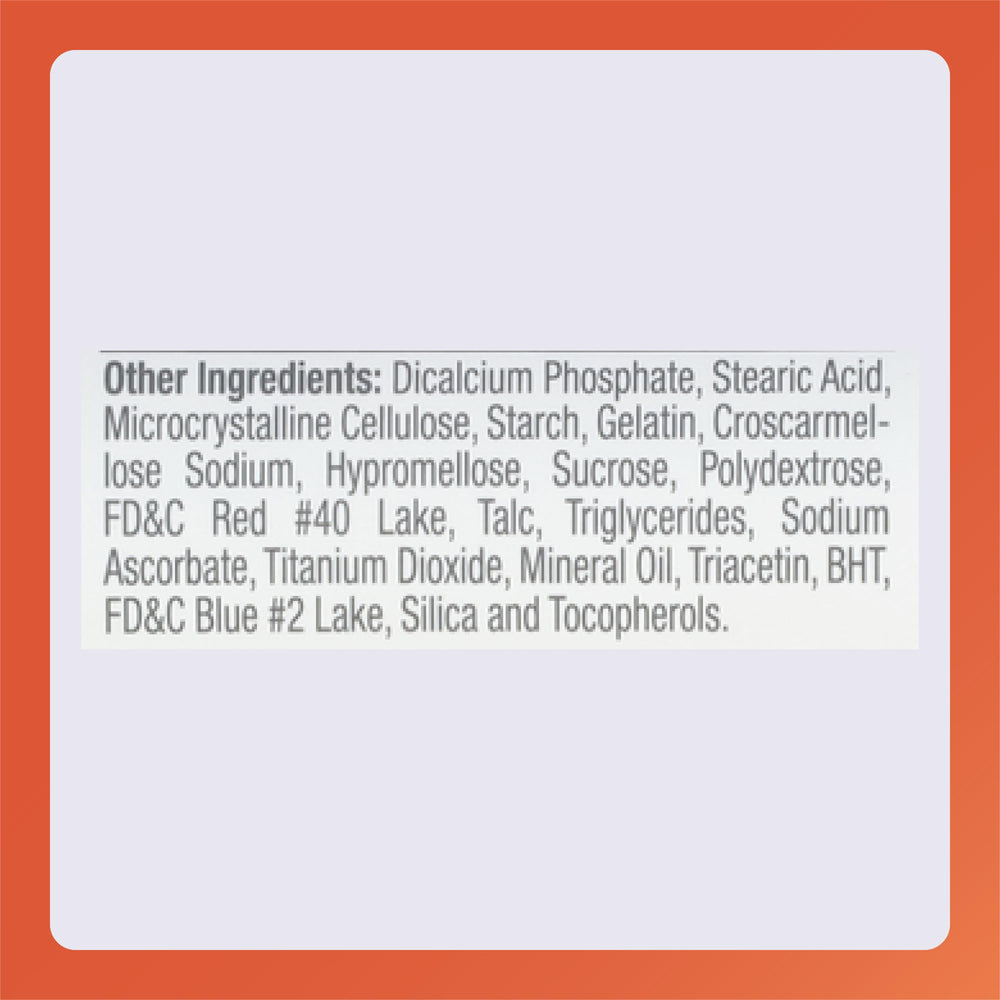 Nutrition facts panel of Daily-Vite multivitamin