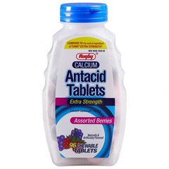 Rugby Extra Strength Antacid Calcium Carbonate 750 mg assorted berries chewable tablets