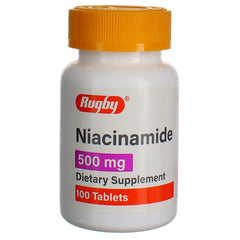 Niacinamide 500 mg tablets on white background