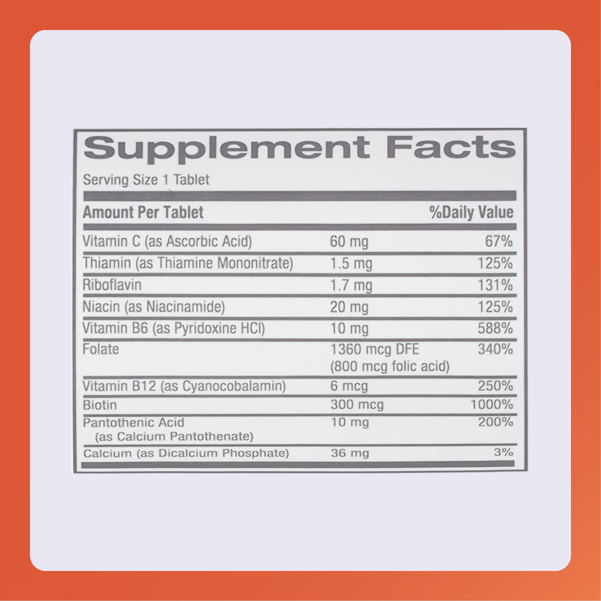 Balanced B vitamin and vitamin C complex tablets