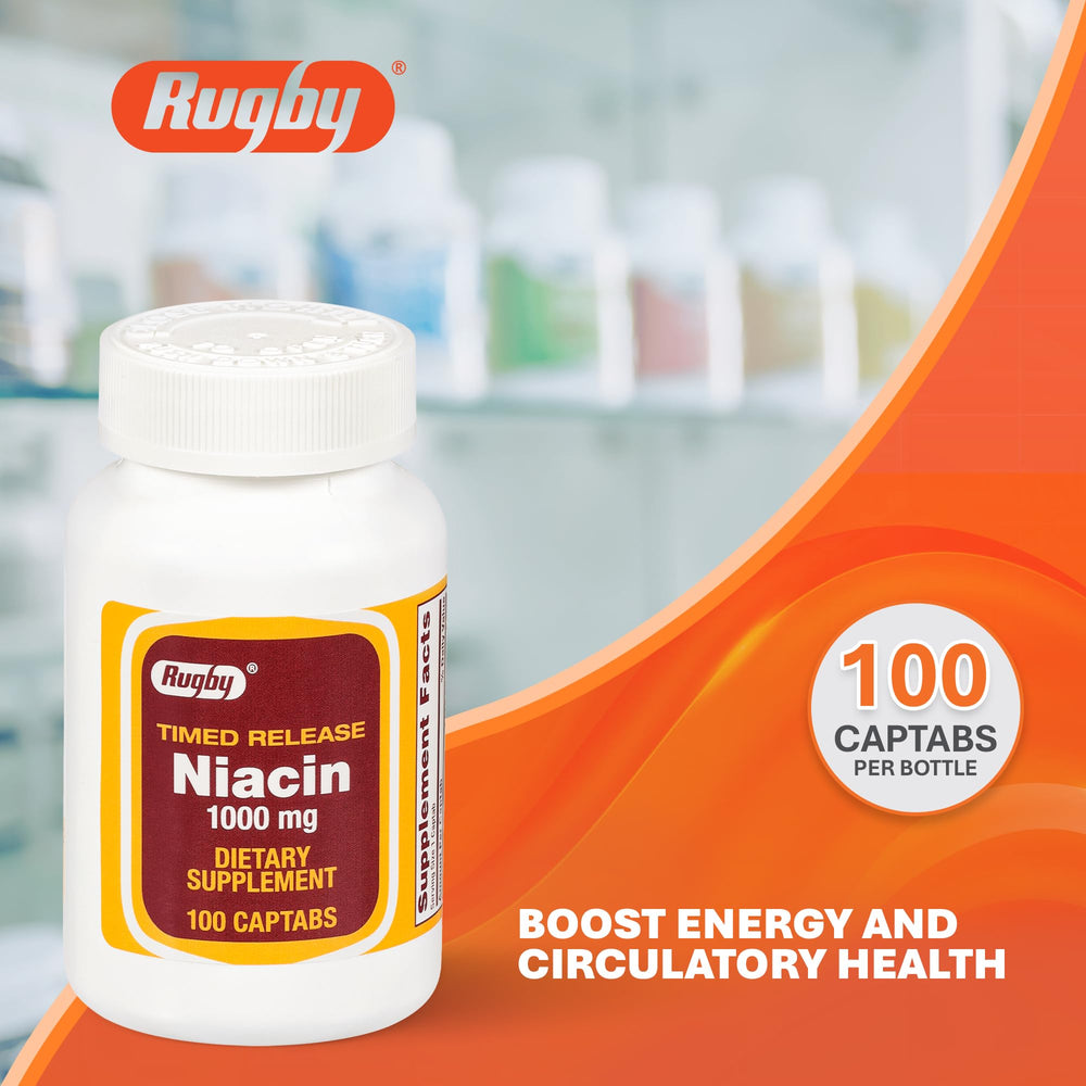 Rugby Niacin 1000mg timed-release label