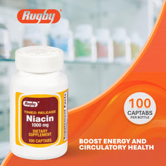 Rugby Niacin 1000mg timed-release label