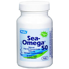 Bottle of Rugby Sea-Omega 50 Natural Fish Oil Concentrate 1000mg with 50 capsules