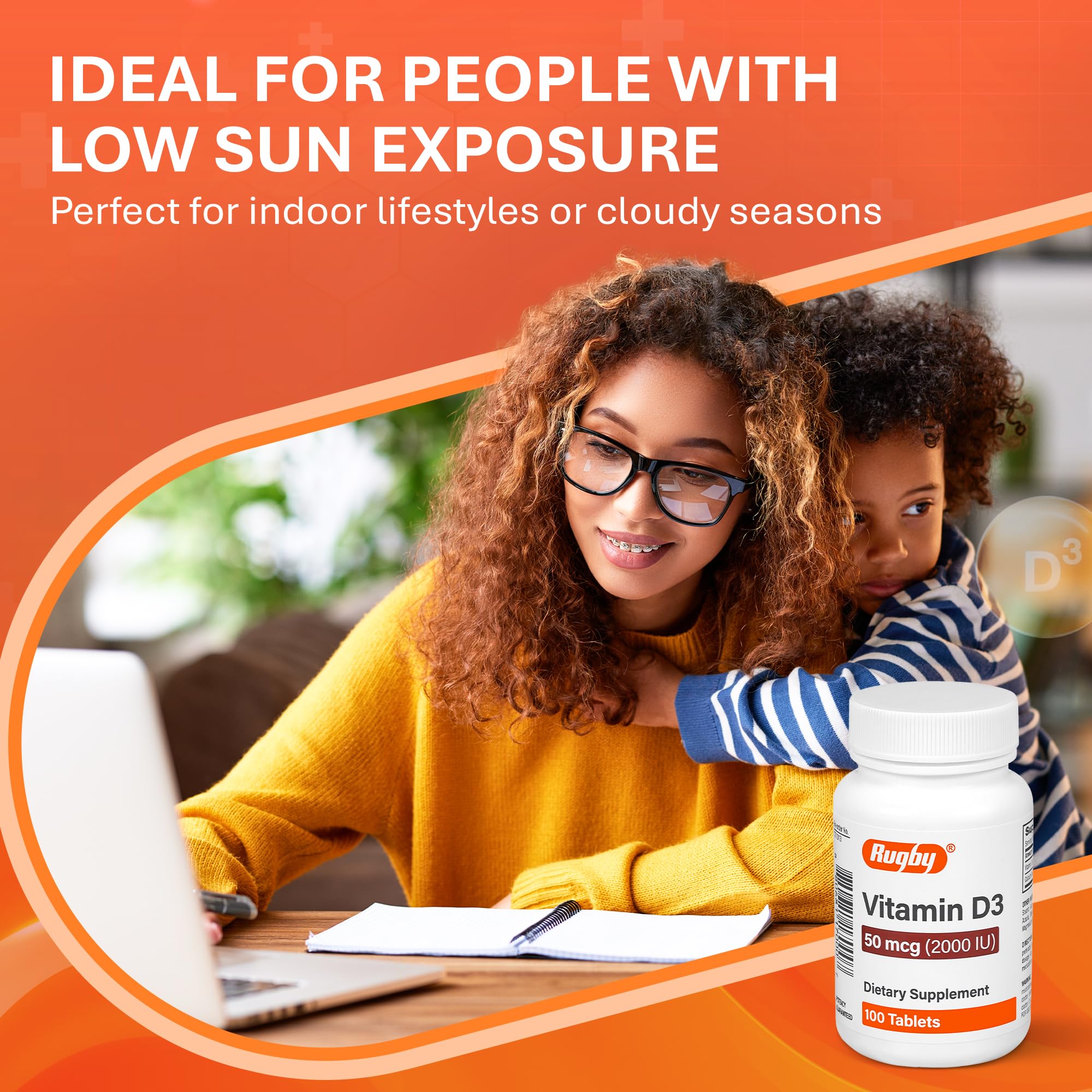 Adult taking Vitamin D3 tablet with a meal