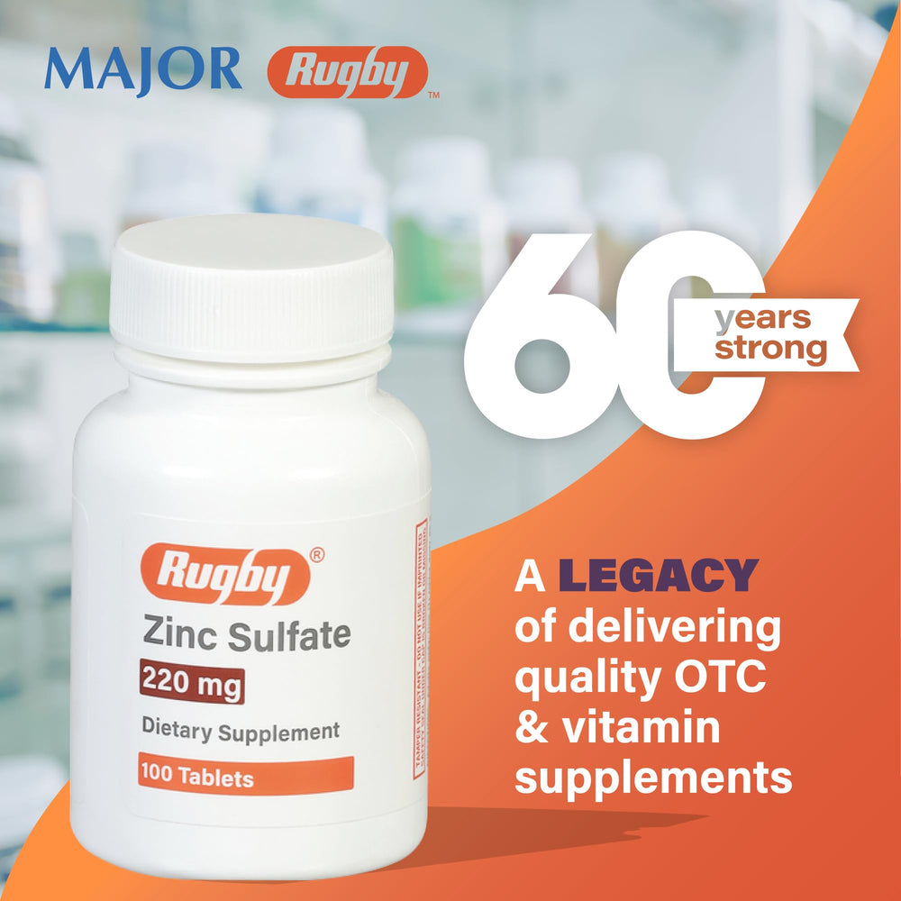 Lifestyle image with Rugby Zinc Sulfate bottle on a table