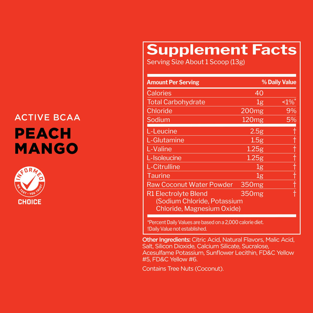 GMP-certified manufacturing label for Rule 1 Active BCAA