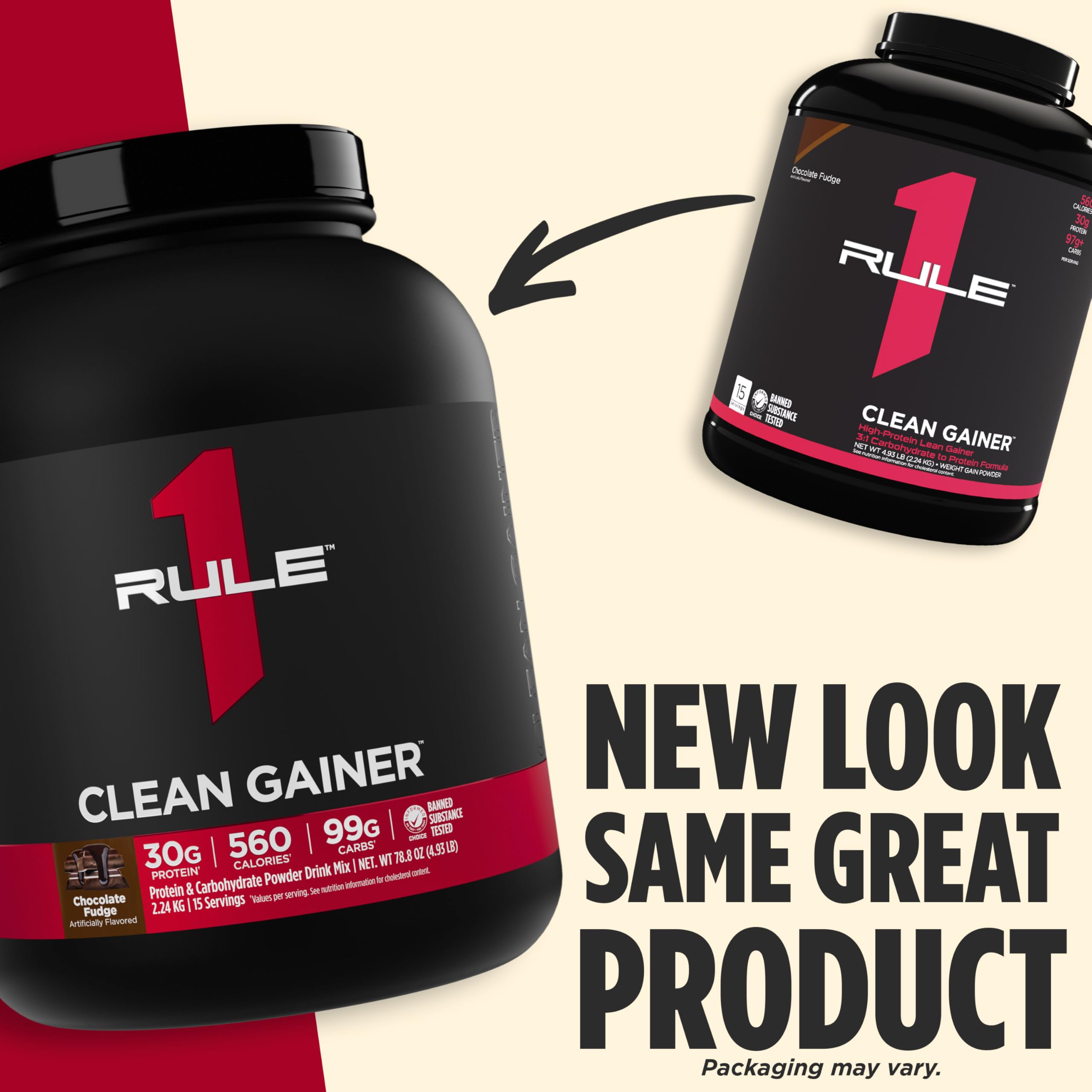 Rule 1 Clean Gainer ingredients panel showcasing full-spectrum protein blend