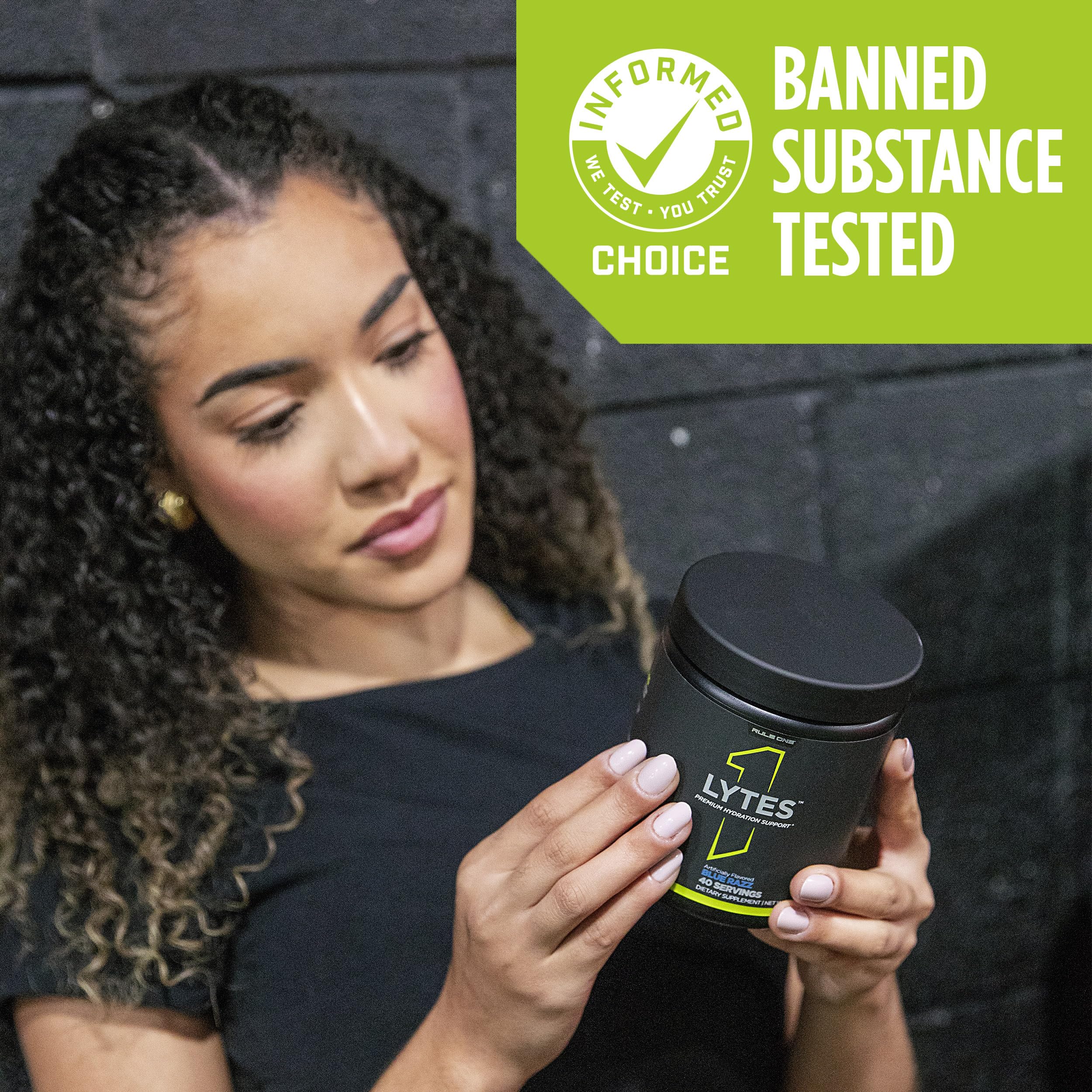 Rule 1 Lytes Informed Choice testing badge reinforces trusted hydration option.