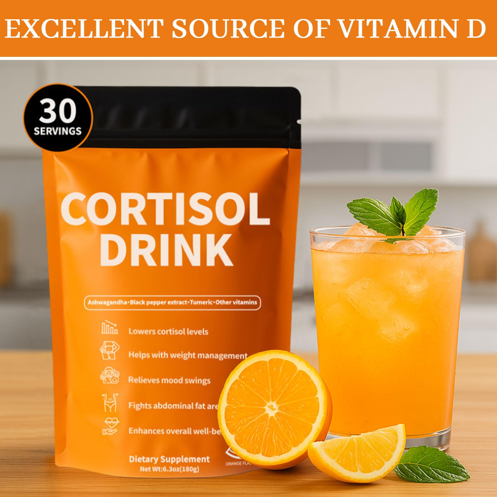 6.3oz jar of Rulinal Cortisol Drink Powder