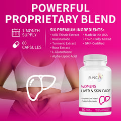 RUNICA bottle open with capsules spilling, demonstrating daily dosing convenience