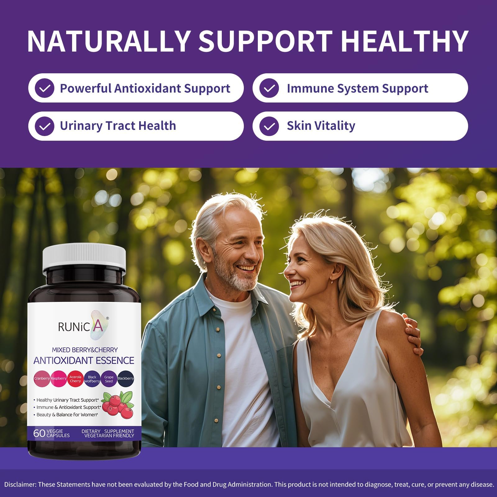 RUNICA capsule close-up showing smooth vegan texture and easy swallowing benefit