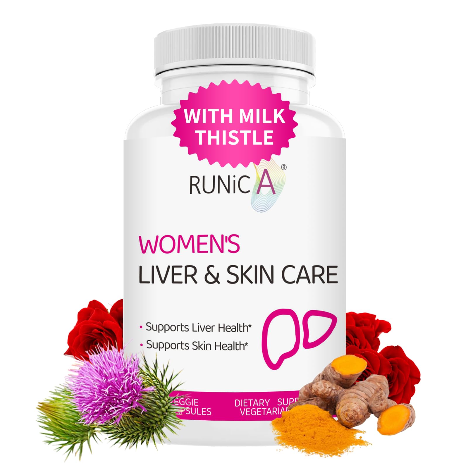 RUNICA front packaging showing supplement bottle and label benefit