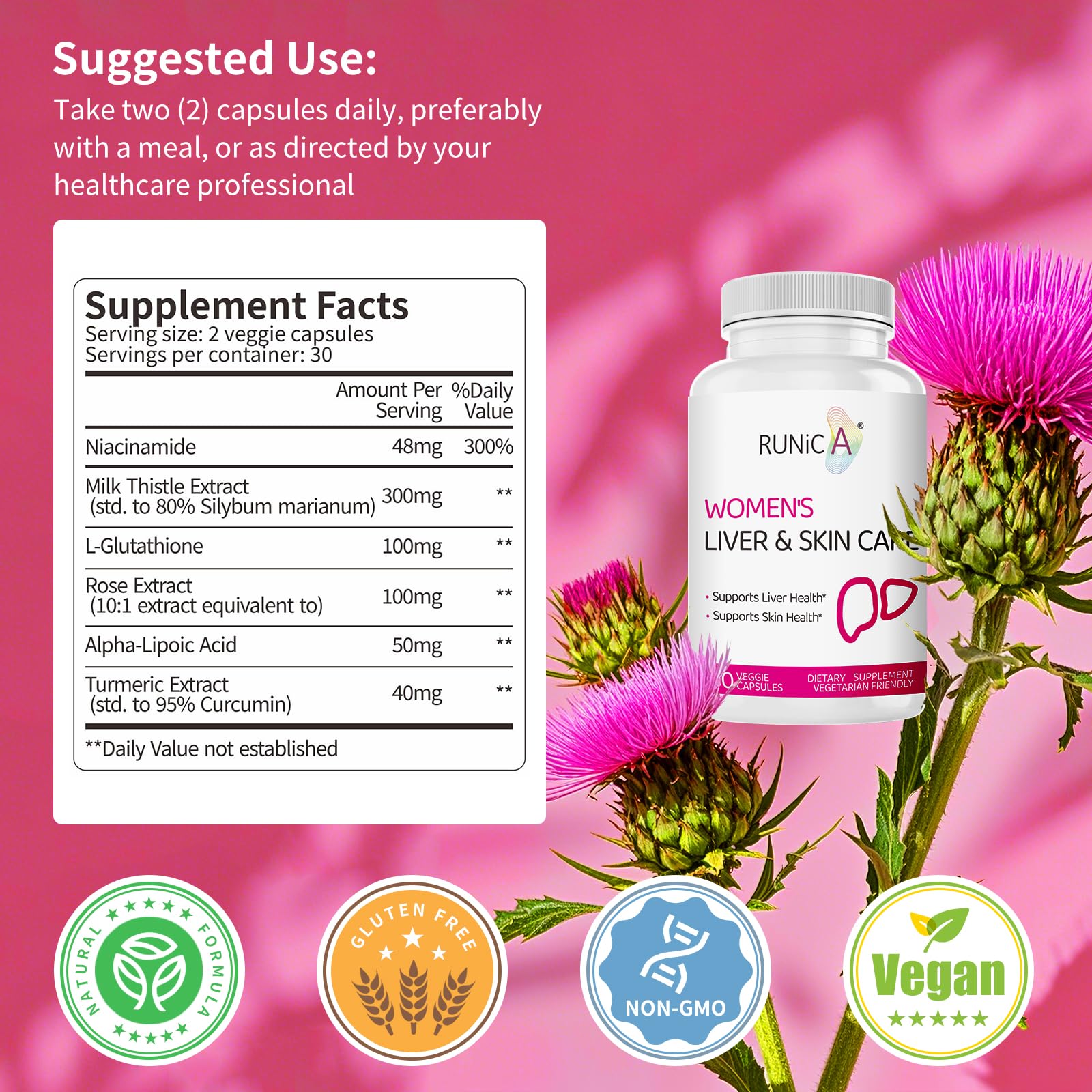 RUNICA turmeric and milk thistle blend emphasizing antioxidant support