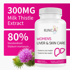 RUNICA ingredient blend display of milk thistle turmeric and rose, highlighting antioxidant support