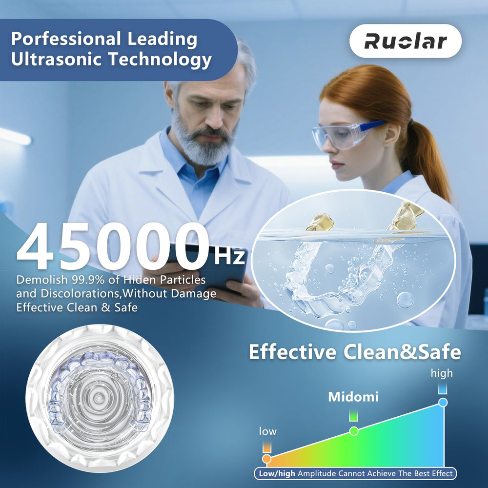 Close-up of 45kHz ultrasonic cleaning action with micro-bubbles