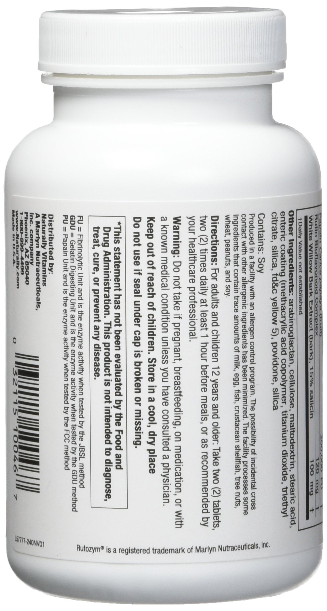 Ingredients include nattokinase, papain, bromelain and rutin