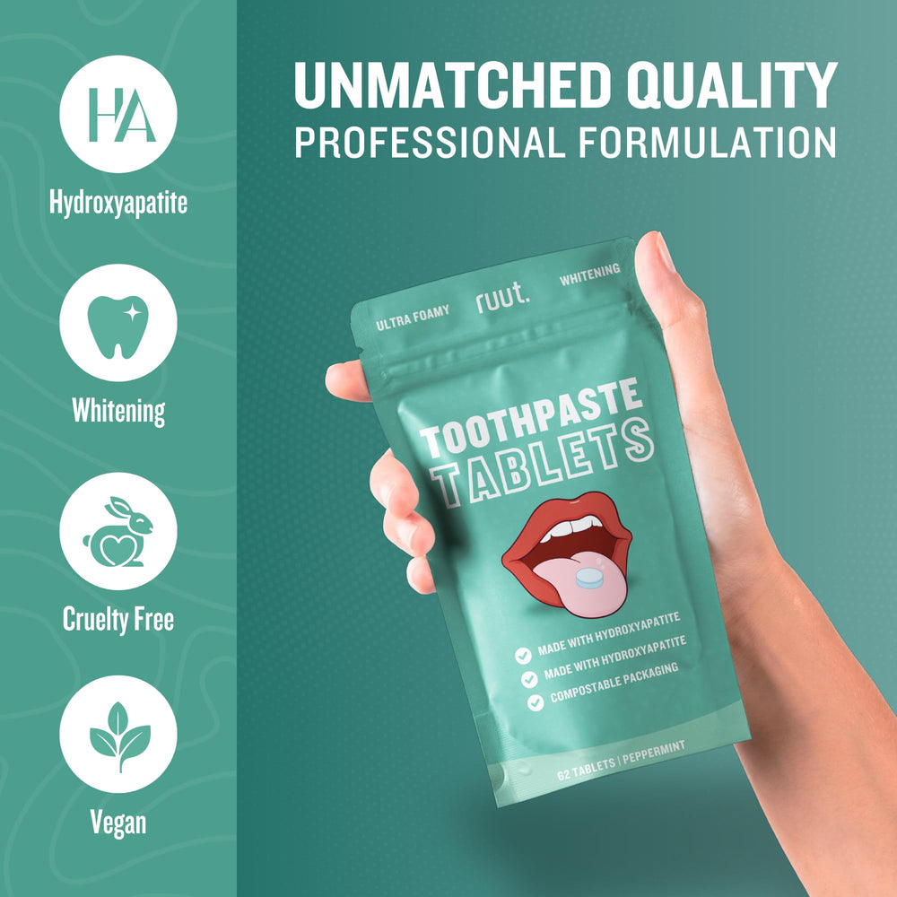 Compostable plant-based packaging for Ruut toothpaste tablets