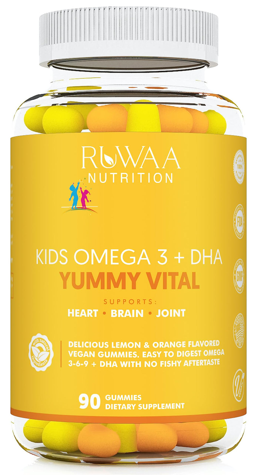 Ruwaa Nutrition Omega 3-6-9 Kids Gummies bottle and packaging