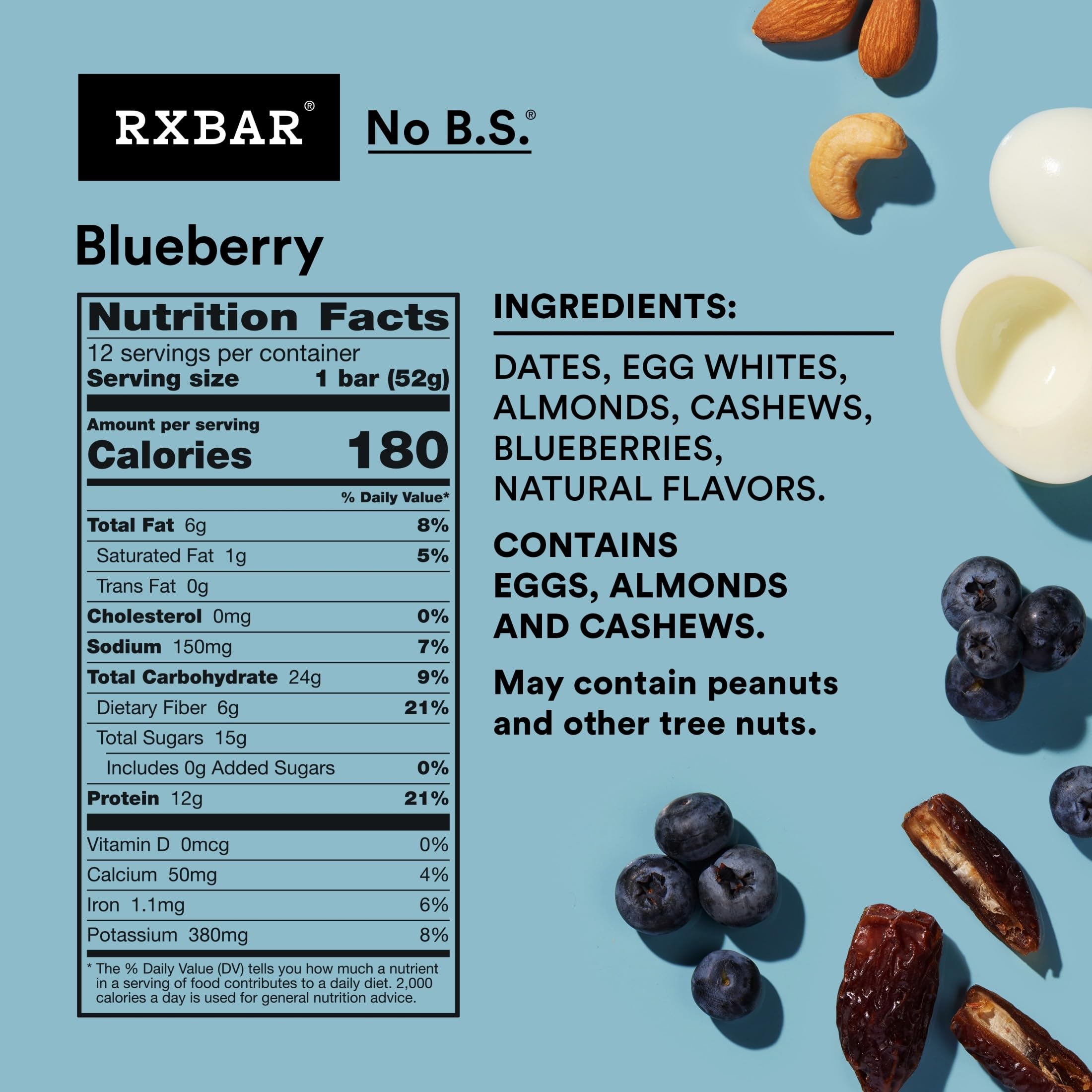 RXBAR Blueberry 22oz box with 12 bars