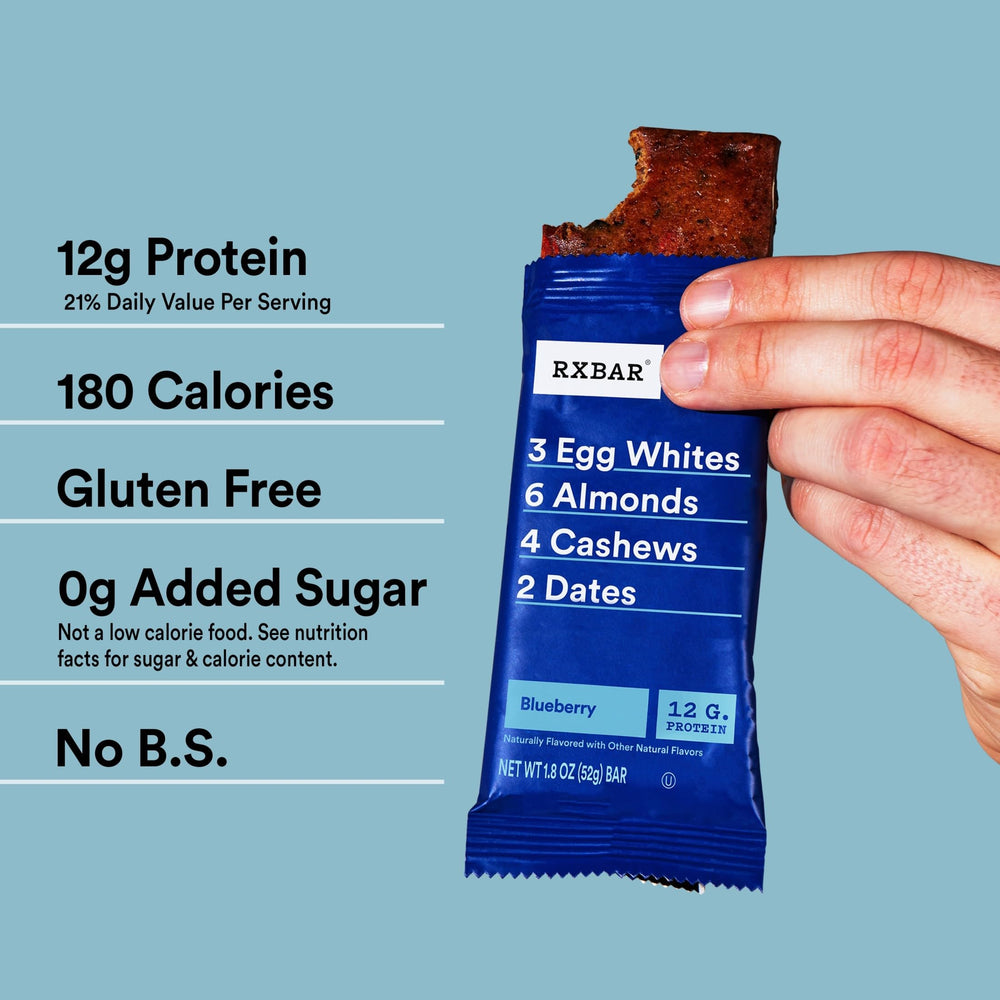 Hand holding RXBAR Blueberry bar