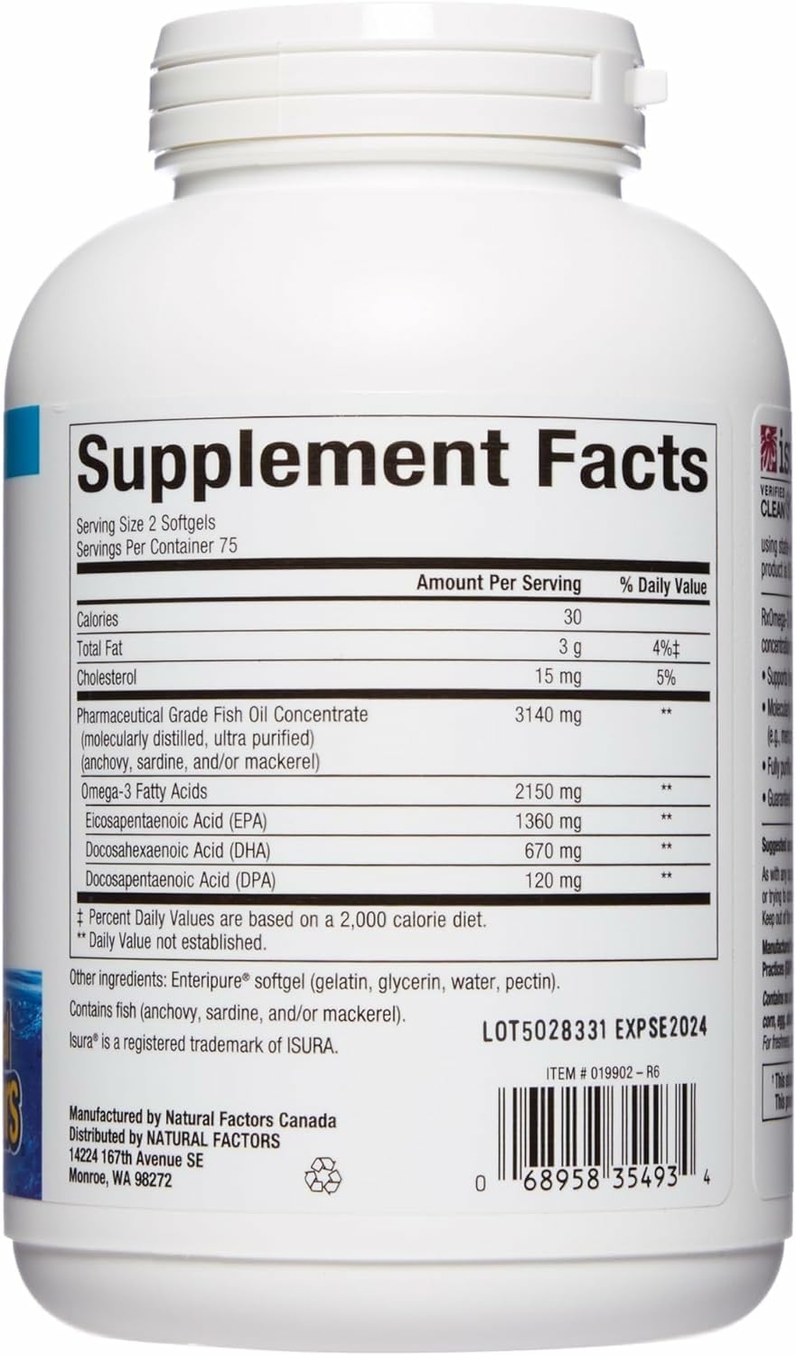 RxOmega-3 Ultra Strength bottle back with supplement facts