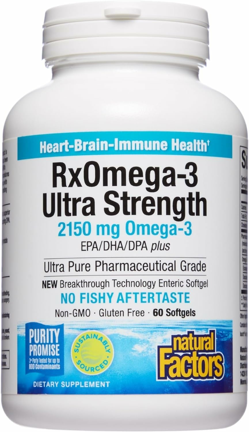 Natural Factors RxOmega-3 Ultra Strength bottle with label