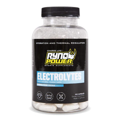 Front view of Ryno Power Electrolytes capsules bottle