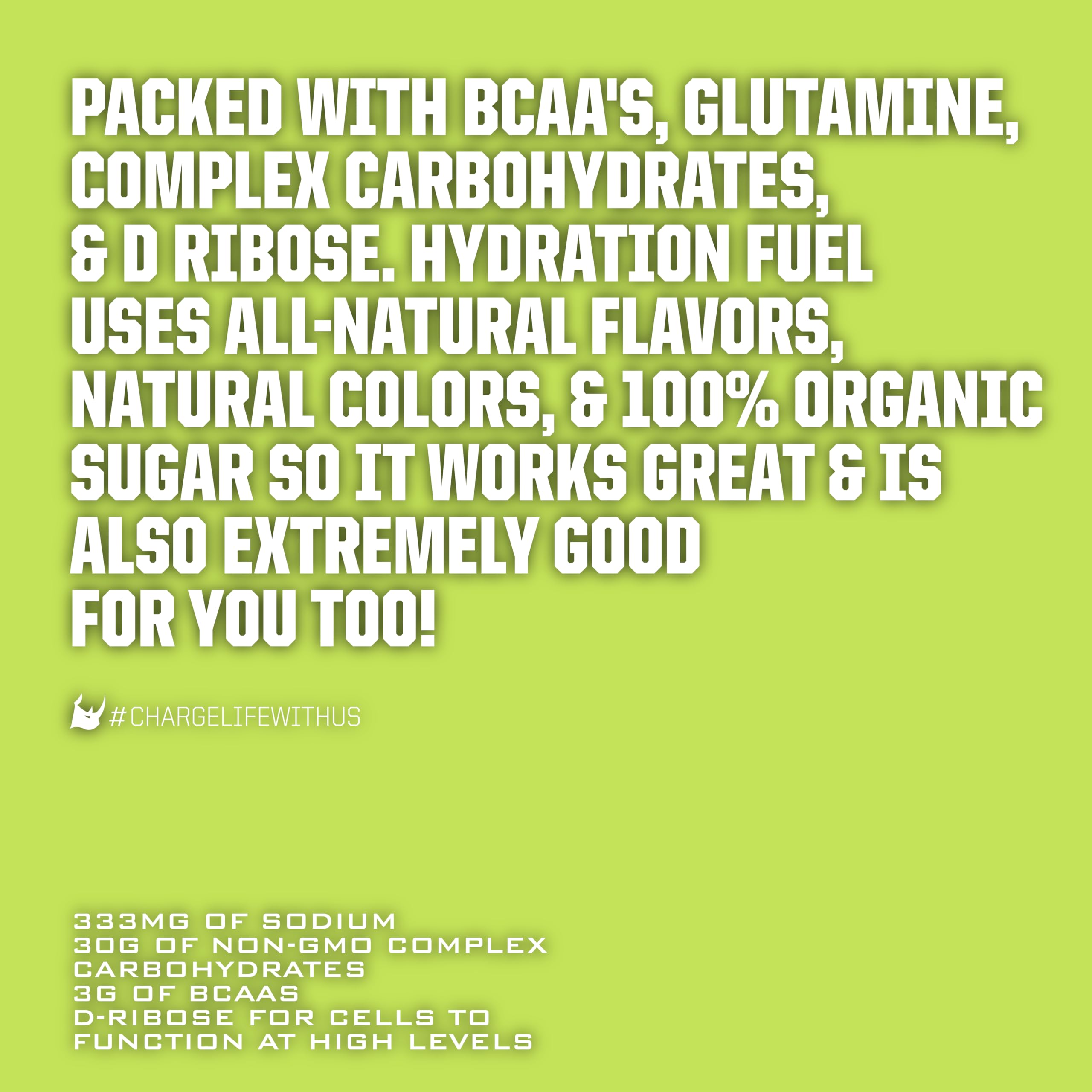 Nutrition facts panel for Ryno Power Hydration Fuel Lemon Lime