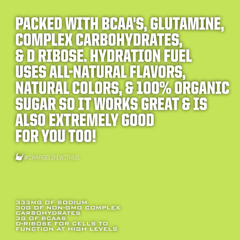 Nutrition facts panel for Ryno Power Hydration Fuel Lemon Lime