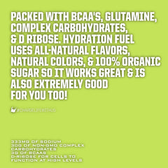 Nutrition facts panel for Ryno Power Hydration Fuel Lemon Lime