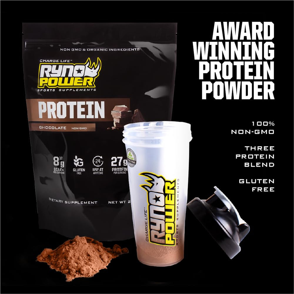 Serving scoop with chocolate whey protein powder