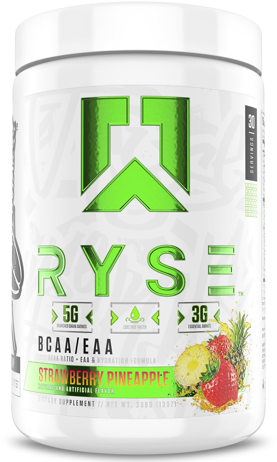 RYSE BCAA EAA Powder Strawberry Pineapple canister