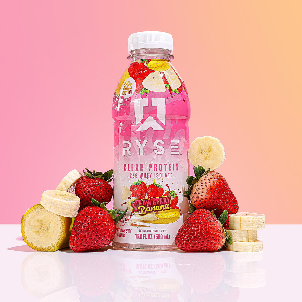 Close-up of the nutrition label on the RYSE bottle