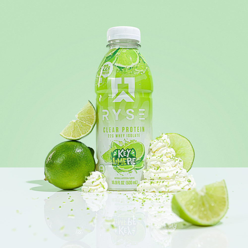 Lifestyle shot featuring RYSE Clear Protein Drink Key Lime Pie