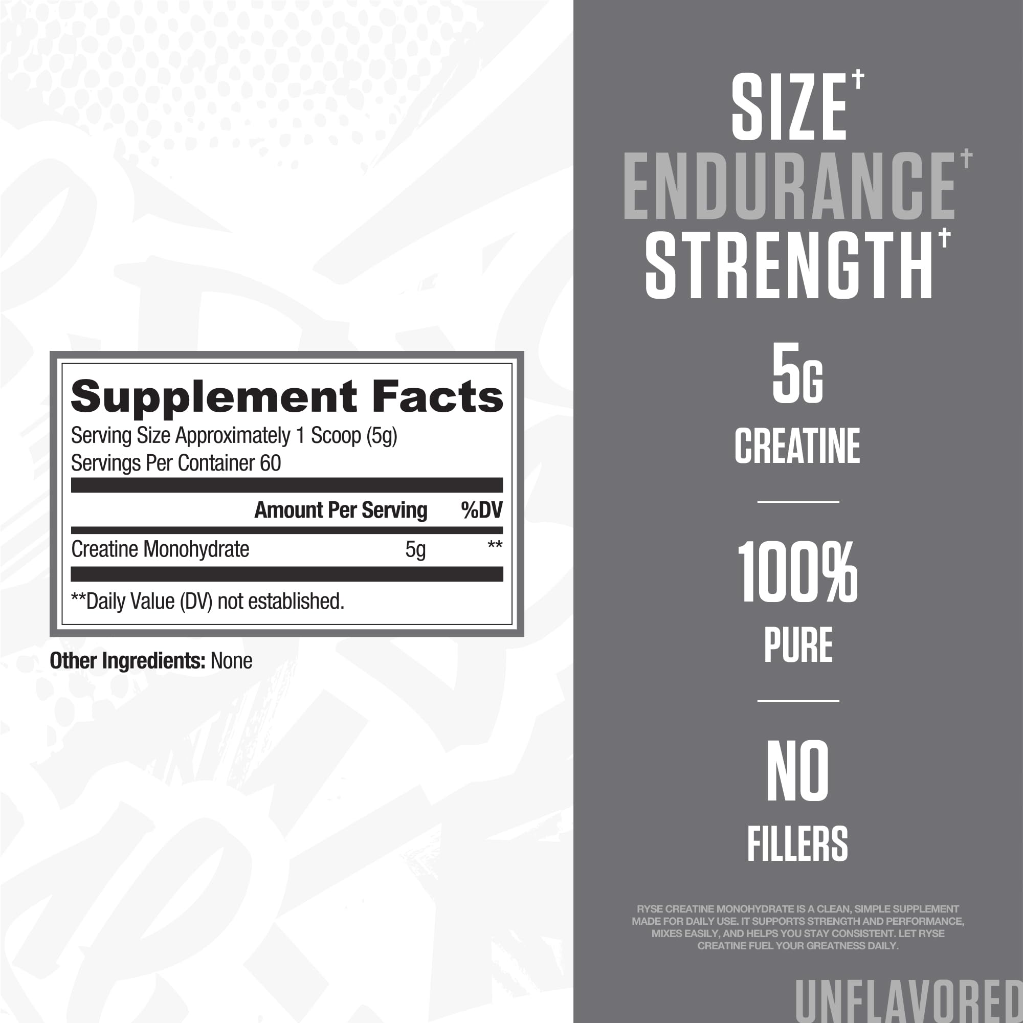 Close-up of RYSE Creatine Monohydrate Powder bottle