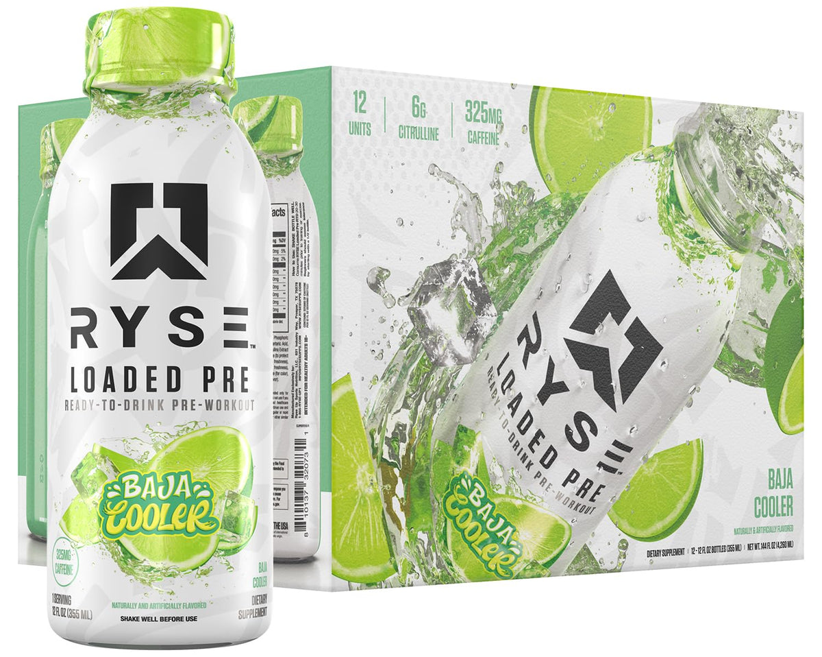 RYSE Loaded Pre Workout Baja Cooler bottle front view