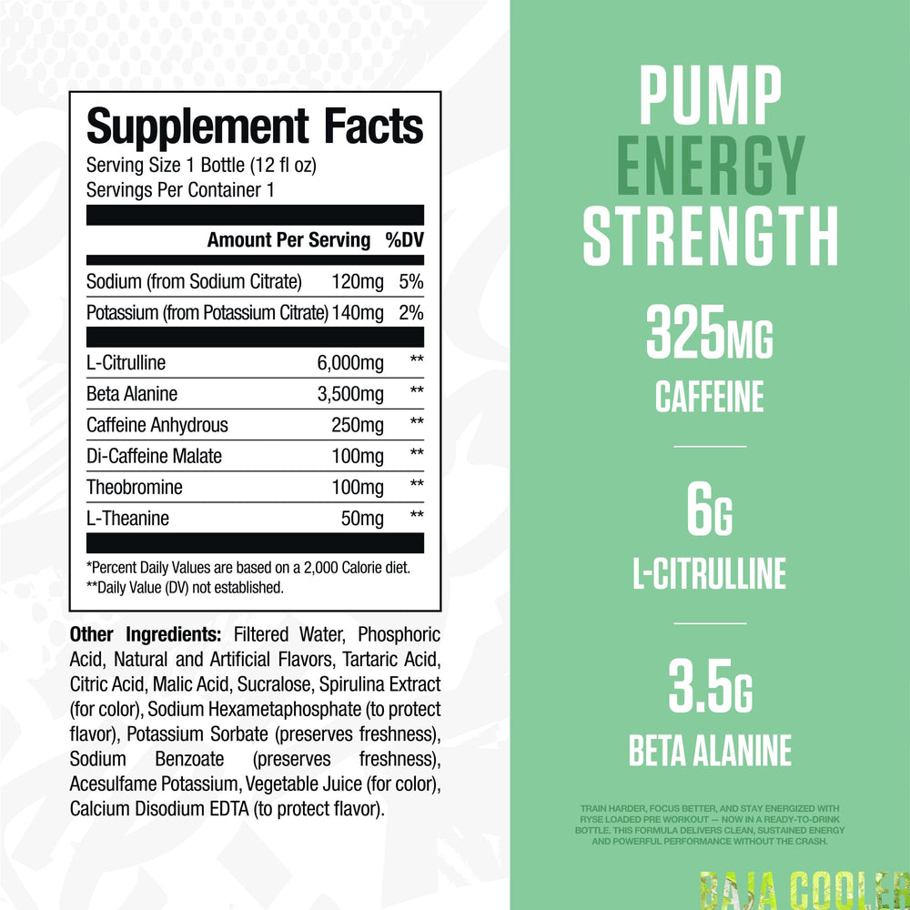 Pack of 12 Baja Cooler pre-workout bottles