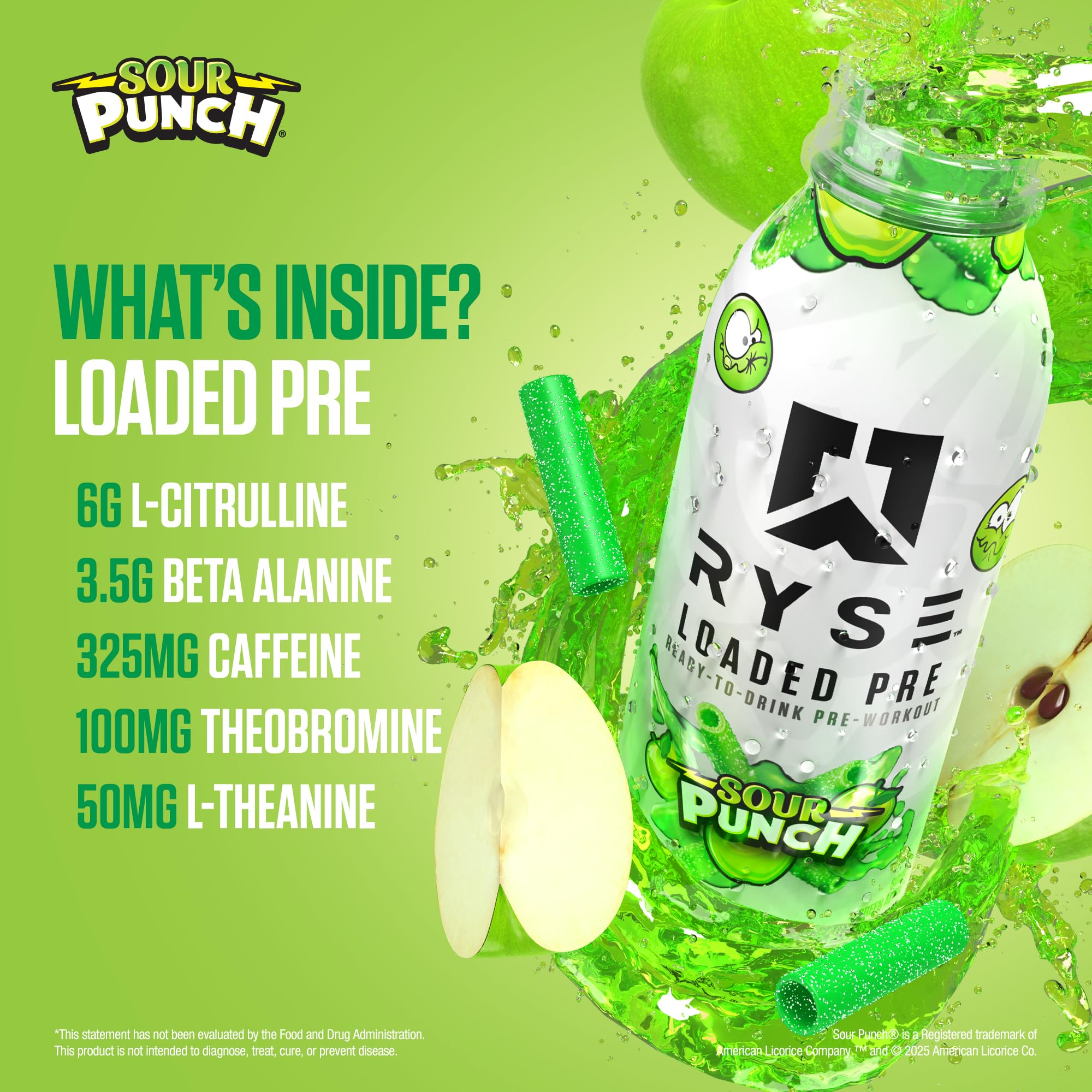 RYSE Loaded Pre Workout bottle pouring to show ready-to-drink energy on the go.