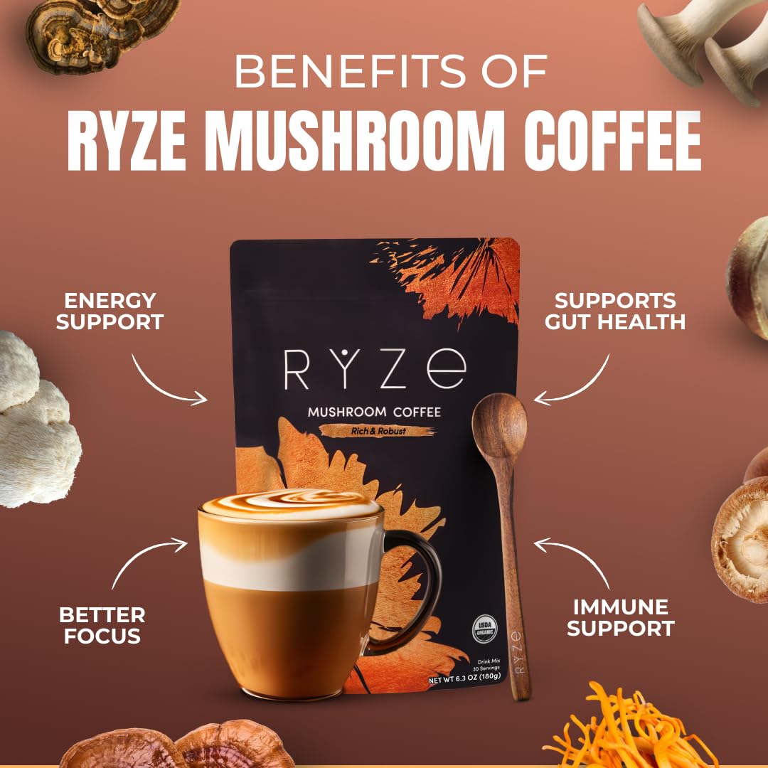 Close-up of dark roast coffee beans for RYZE