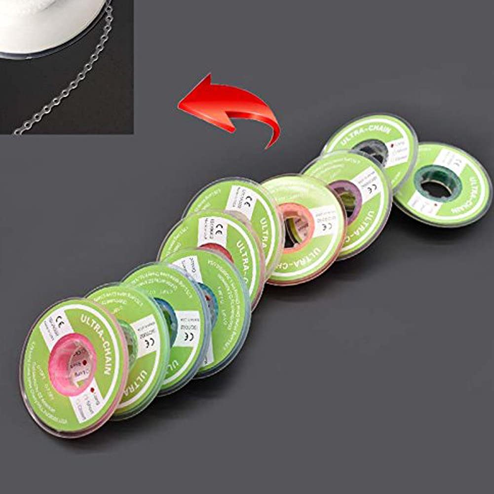 Multi-color orthodontic elastic chains ready for use
