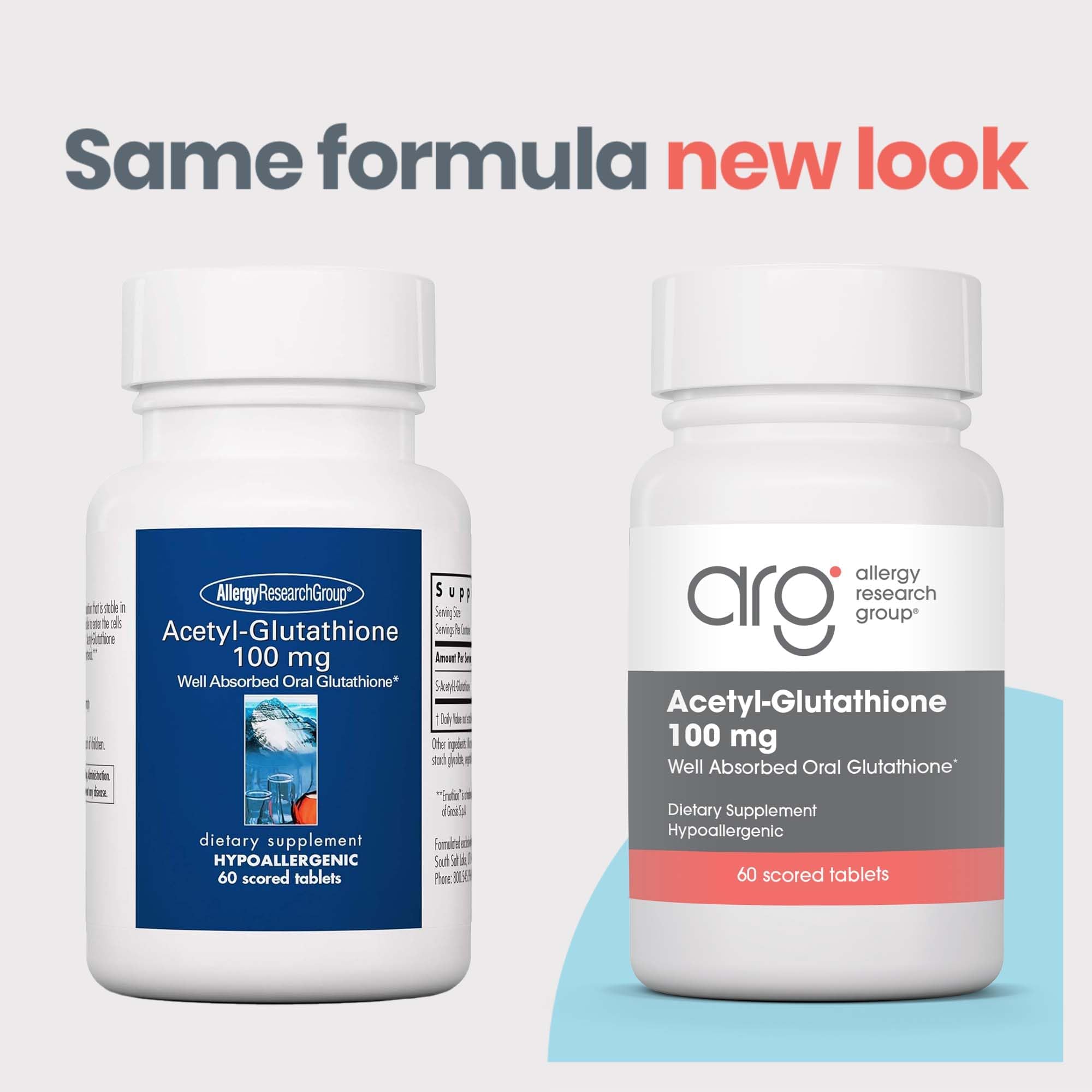 Close-up of scored S-Acetyl-L-Glutathione 100 mg tablet