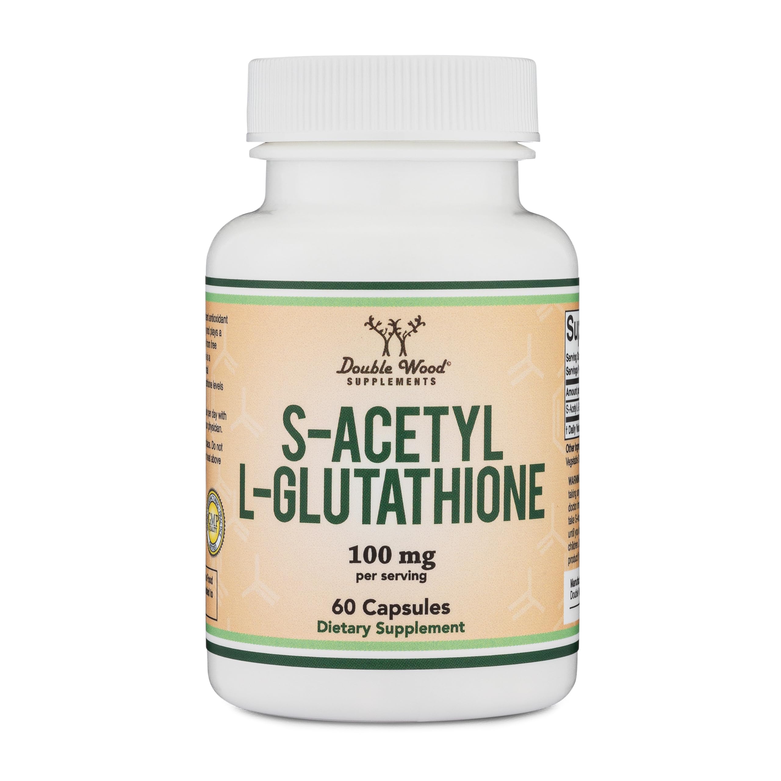 Bottle of S-Acetyl L-Glutathione Capsules 100mg, 60-count