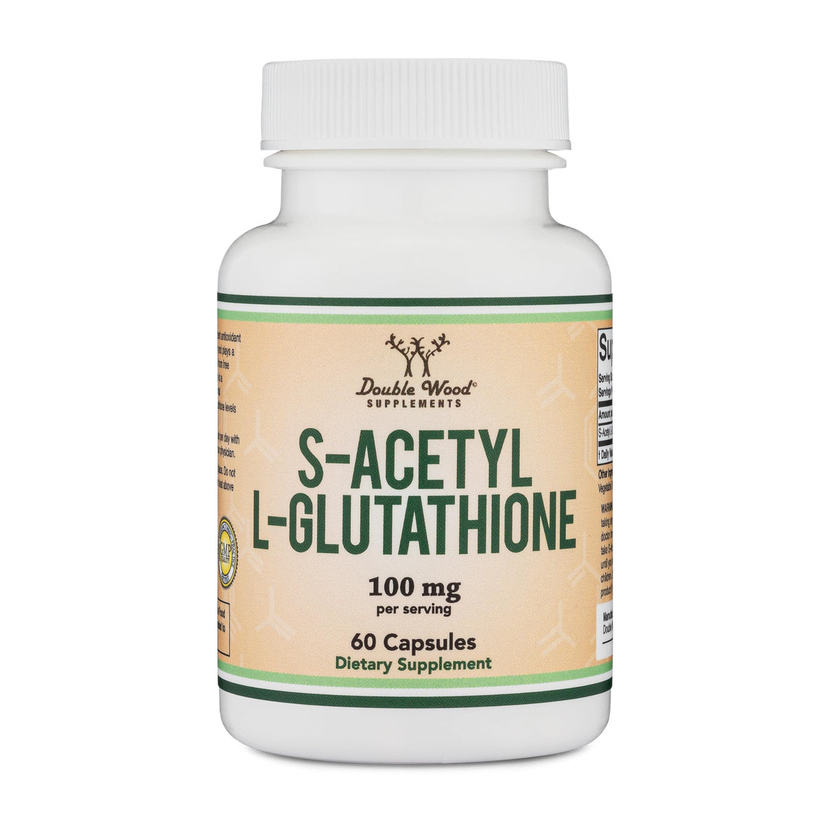 Bottle of S-Acetyl L-Glutathione Capsules 100mg, 60-count