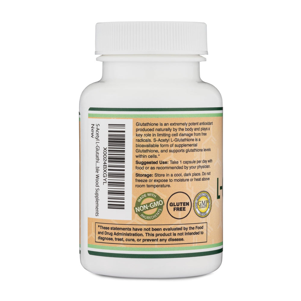Supplement facts/ingredients panel for S-Acetyl L-Glutathione Capsules