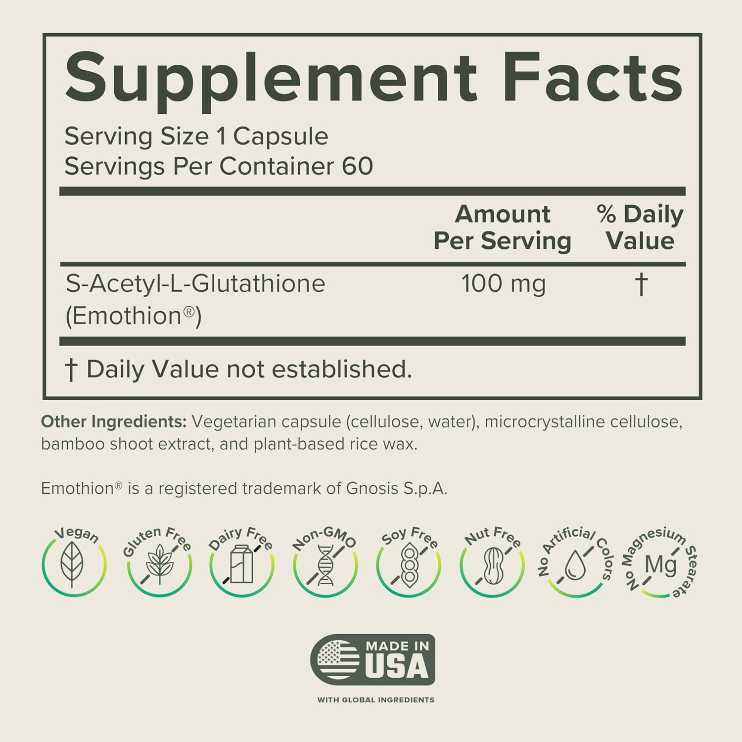 S-Acetyl L-Glutathione capsules in bottle