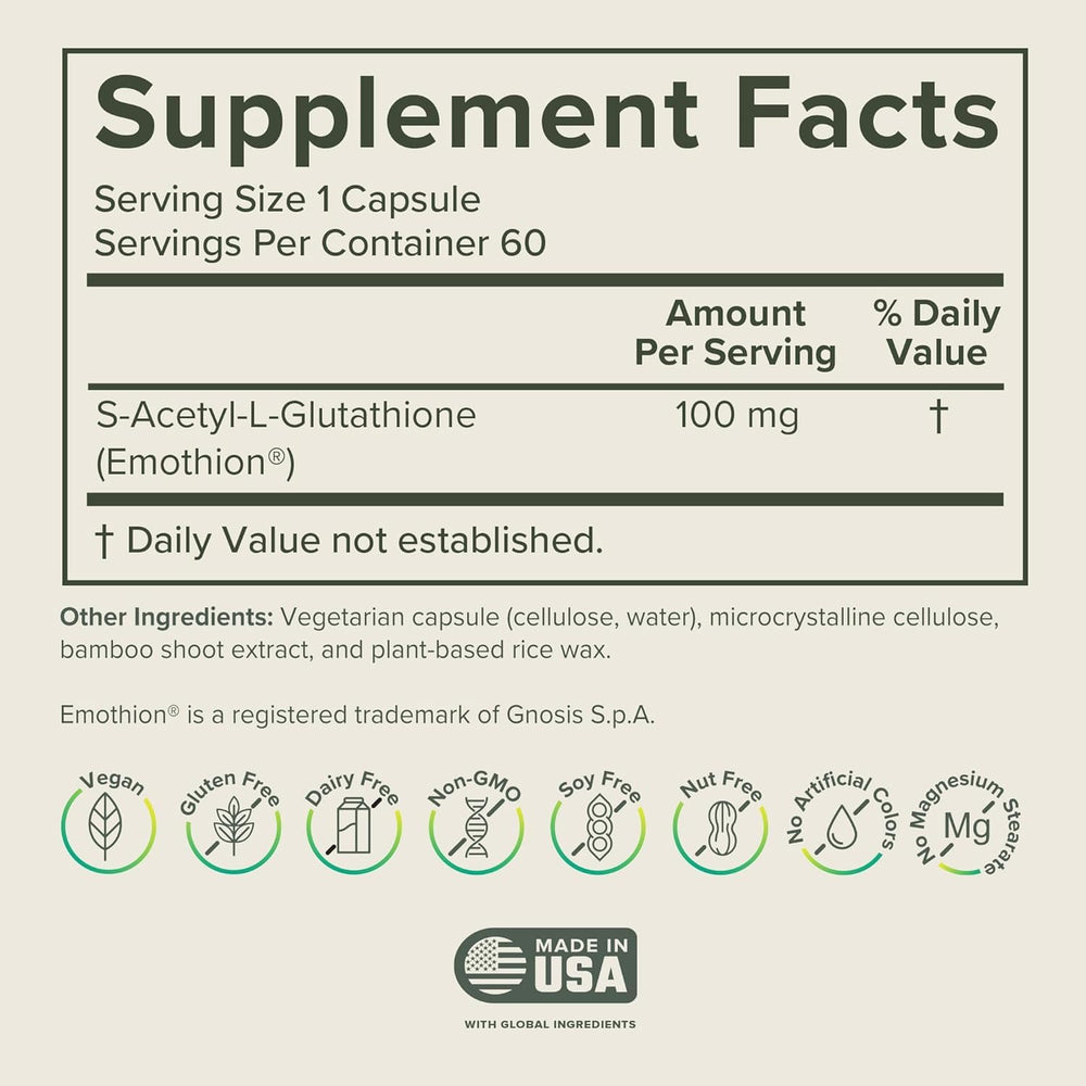 S-Acetyl L-Glutathione capsules in bottle
