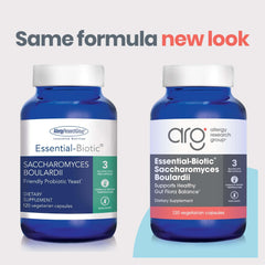 Close-up of Saccharomyces boulardii capsules in a bottle