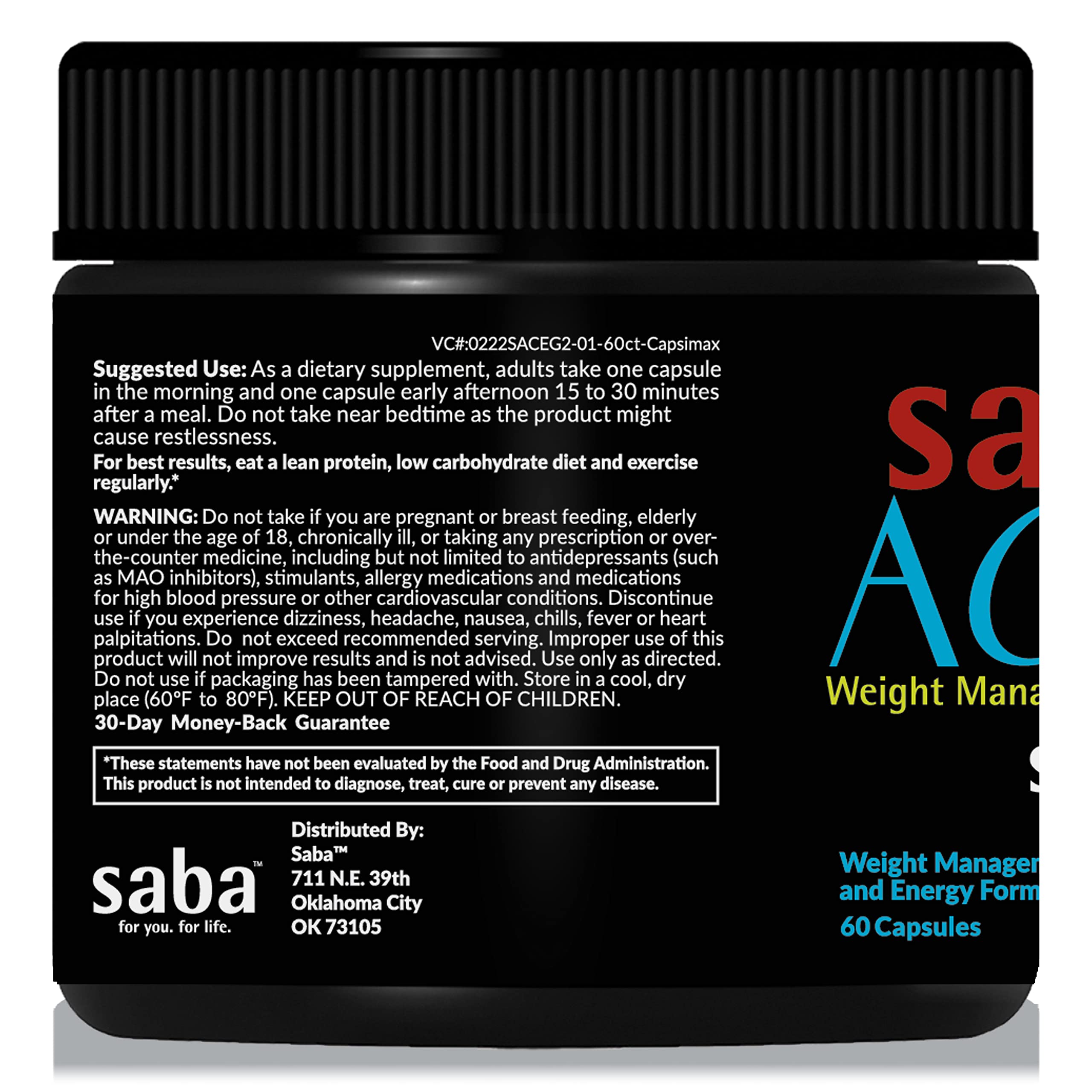 Close-up of Saba ACE G2 capsules